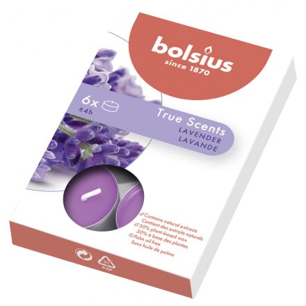 Bolsius tea illatmécses levendula 6 db-os