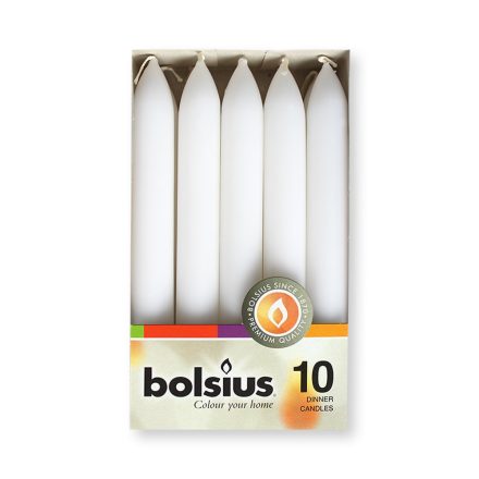 Bolsius háztartási gyertya Fehér 10 db/doboz