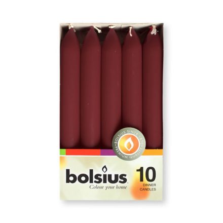 Bolsius háztartási gyertya Bordó 10 db/doboz