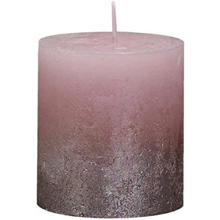 Bolsius rusztikus henger gyertya rózsaszín+ pezsgő metál medium