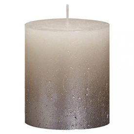   Bolsius rusztikus henger gyertya törtfehér+pezsgő metál medium