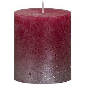   Bolsius rusztikus henger gyertya bordó+pezsgő metál medium