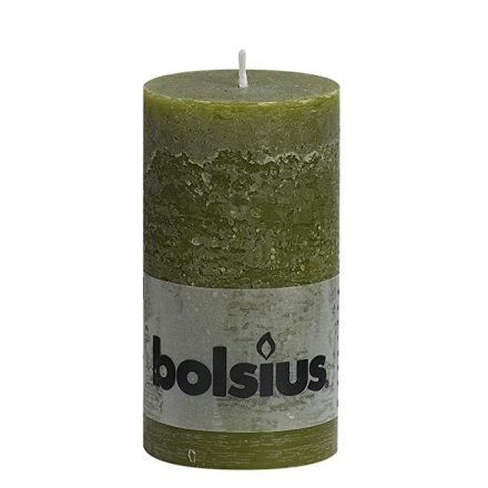 Bolsius rusztikus henger gyertya oliva zöld