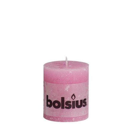 Bolsius rusztikus henger gyertya rózsaszín medium