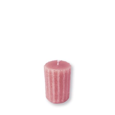 Rusztikus kötött henger gyertya mini rózsaszín