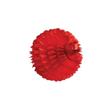 Pom-Pom Dekorációs Gömb Piros 30 cm